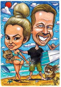 engagement caricature at the beach by Spratti thumb