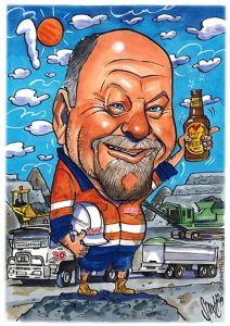 retirement caricature of a truck driver