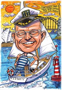 retirement caricature of a man on a yacht by Spratti